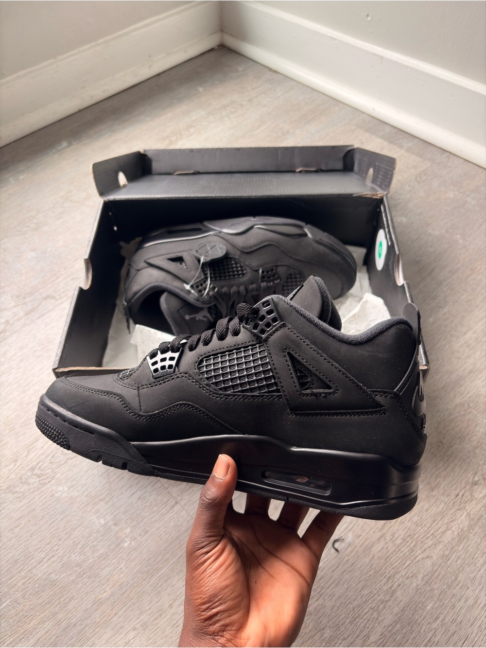 Nike Air Jordan 4 Retro Black Men's Sneakers - Picture 6 of 6